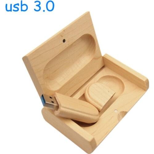 Wooden USB drive 8GB 16GB 32GB USB Flash Drive 64GB Pen Drive Maple Wood+Box Pendrive Usb 3.0 Stick Gift (over 10pcs free logo)