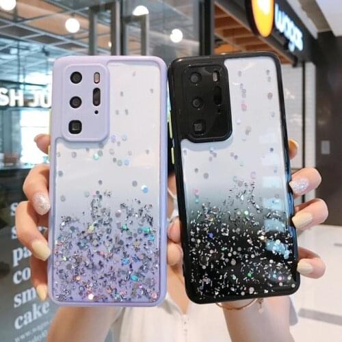 Gradient Glitter Clear Candy Phone Case For Samsung A72 A52 A32 5G S21 S20 S21 FE Note 20 A02S Lens Protection Soft Cover