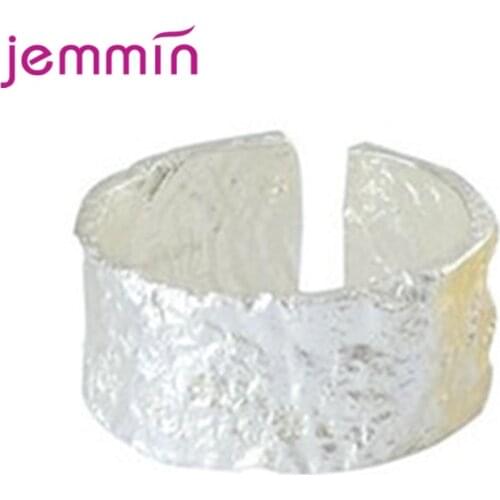 Vogue Sterling Silver 925 Wide Band Ring for Women Men Stackable Accessories Jewelry Irregular Hip Hop Rock Club Accessory