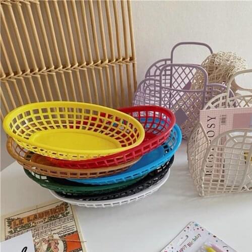 Oval Storage Tray Kitchen Desktop Storage Basket Hot Dog Serving Plate Restaurant Fast Food Tray Photo Props for Decoration