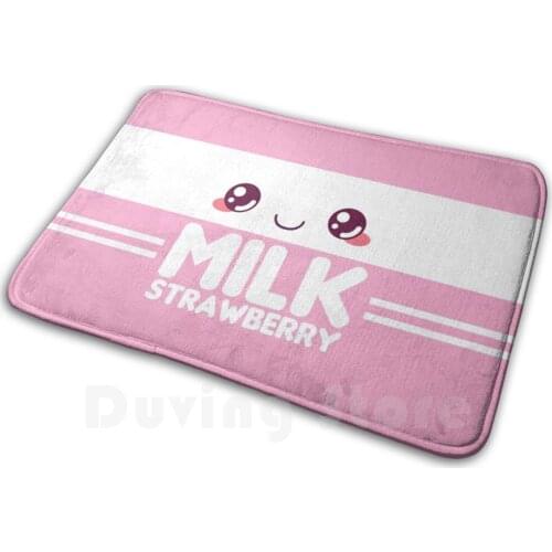 Strawberry Milk Carton Mat Rug Carpet Anti-Slip Floor Mats Bedroom Cute Kawaii Milk Cow Fresh Skimmed Full Semi Skimmed Liquid