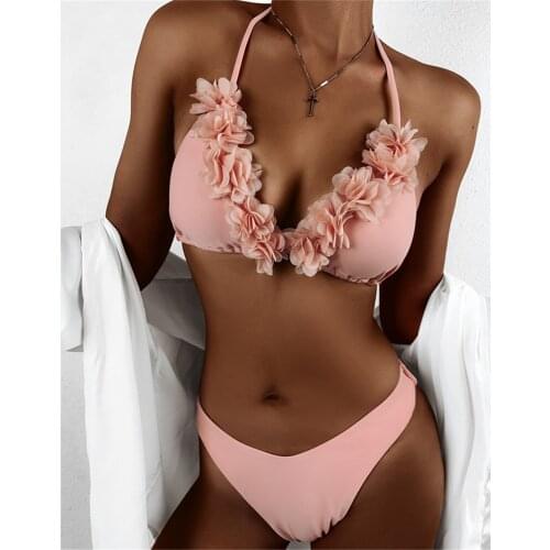 Fashion Applique Jewelry Solid Color Quick-drying Split Bikini Womens Hot Deep V-neck High Waist Adjustable Swimsuit Swimwear