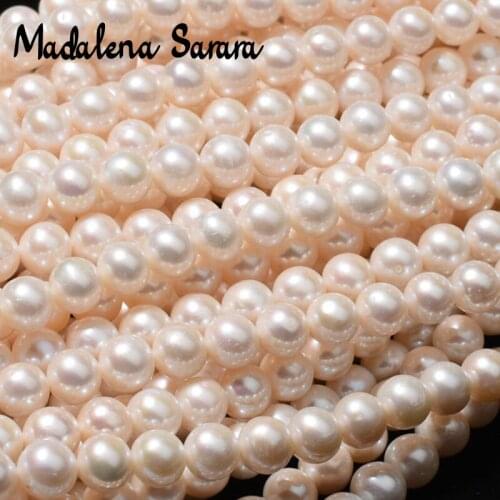 MADALENA SARARA Wholesale Genuine 6-10mm Freshwater Pearl Strand 18" For DIY Jewelry Making 5strands/lot
