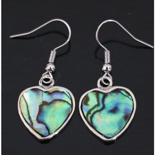 Charms trendy heart natural abalone shell dangle earrings new women girls gift jewelry B1157