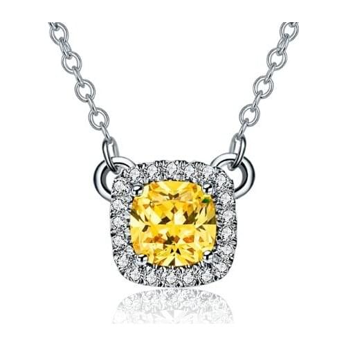 Oringinal Solid Platinum PT950 Pendant Necklace 2 Carat Cushion Diamond Pendant Women Wedding Necklace 45cm Silver Chain As Gift