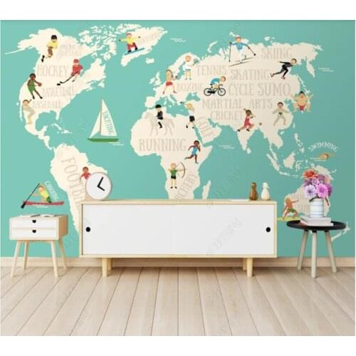 Papel de parede modern fresh cartoon sports world childrens room Background Wall 3D wallpaper mural,living room home decor