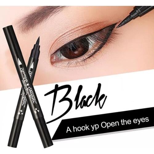 Eyeliner 4 Styles Black Liquid Double-headed Eyeliner Pen Star Moon Stamp Long-lasting Waterproof Eye Make Up Comestics TSLM1