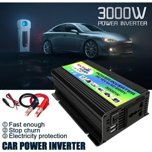 3000W Car Inverter Voltage Transformer Converter DC 12V To AC 220V For Solar Inverter Home Appliances