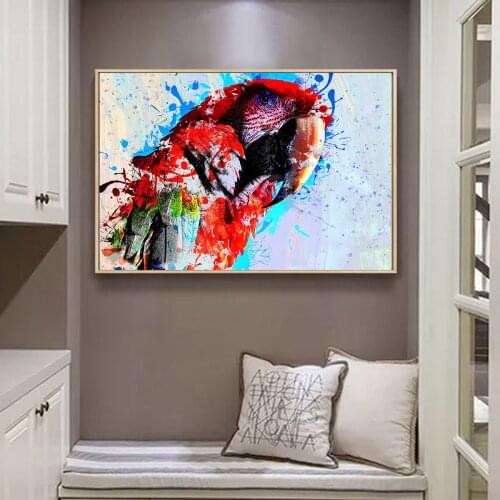 Blur Series Parrot Splash Ink Strong Color Oil Painting Poster Canvas Print Painting Wall Art Living Room Home Decoration