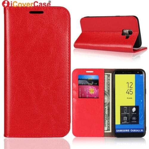 Luxury Genuine Leather Flip Coque Etui For Samsung Galaxy J6 2018 Cover Case Wallet Bag Mobile Phone Accessories Fundas Carcasas