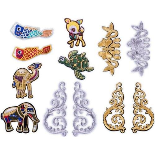 Cartoon Embroidered Fish Tortoise Patches For Clothing Iron On DIY Patches Applique Stickers Clothes Sew Elephant Badges Decor