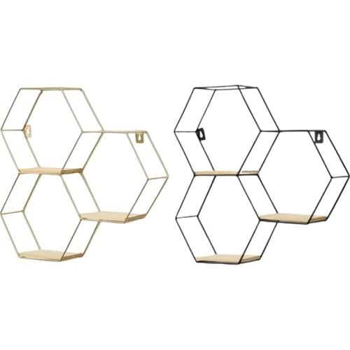 Wall Decoration Storage Rack, Living Room Room Wall Storage Rack, Hexagonal Combination Rack