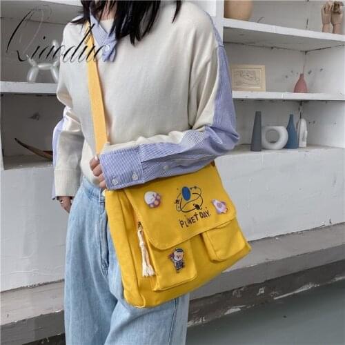 Qiaoduo Korean Planet Print Women Shoulder Bag Canvas Bag For Women 2021 Multiple Pockets Messenger Bags Girls Crossbody Bags