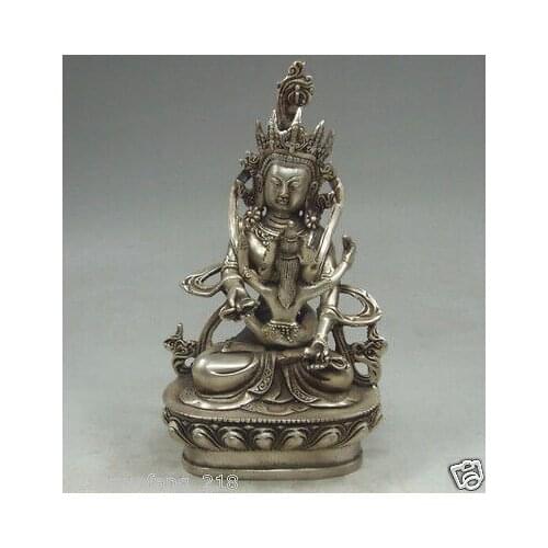 Tibetan old Tibet Silver Crafted Buddha Make Love Happy Buddhism Yab-Yum Statue
