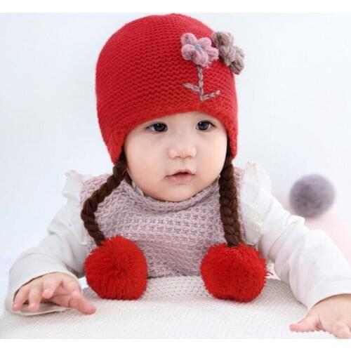 Infant Girls Baby Toddler Knit Flower Hat Newborn Baby Bonnet Soft Cotton Cute Cap Newborn Baby Party 6-24 Months wf