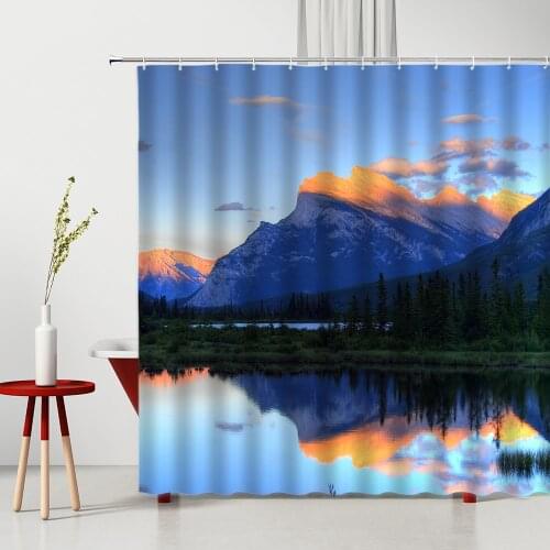 Beautiful Scenery Shower Curtain Mountain Water Forest Nature Landscape Polyester Home Bathroom Decor Bath Hanging Curtains Set
