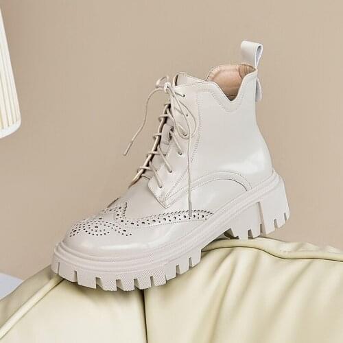 2021 Winter Women Boots Retro chunky boots Platform Women Shoes luxury Women ANKLE Boots Genuine Leather Bullock fur boots