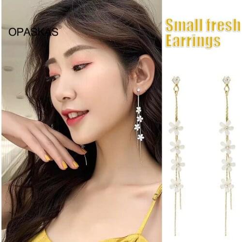 Womens Floral Long Earrings Acrylic Flower Tassel Droplet Dangle Ear Jewelry Gift for Girls VL