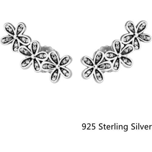 CKK 925 Sterling Silver Dazzling Daisies Stud Earrings For Women Original Jewelry Making Anniversary Gift