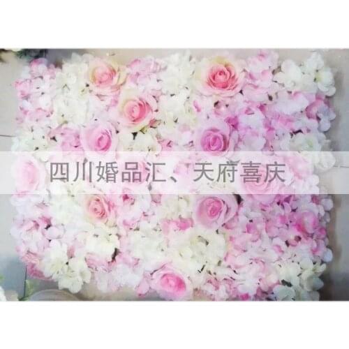 10PCS 40cm*60cm Artificial silk white/pink rose with Hydrangea flower wall wedding decoration home decor party flowers wall