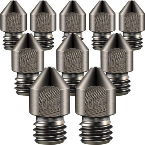 10PCS 3D Printer Extruder Nozzle Mk8 Hardened Steel Nozzle 0.4mm Nozzle Full Metal Hot End for Ender3 3D Printers