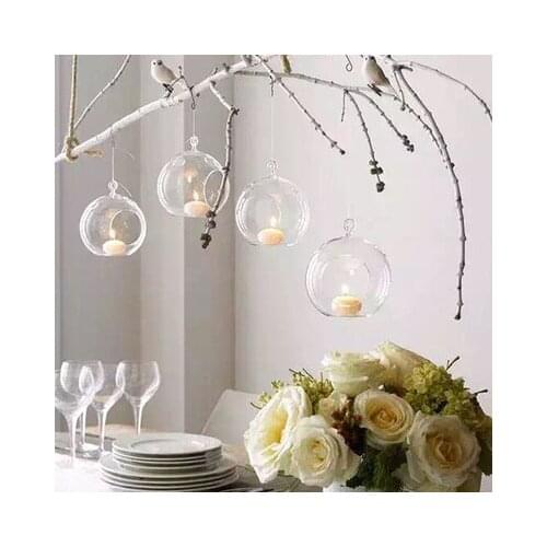 12PCS/Lot Hanging Tealight Holder Glass Globe Terrarium Candle Holders Candlestick Home Bar Wedding Decoration