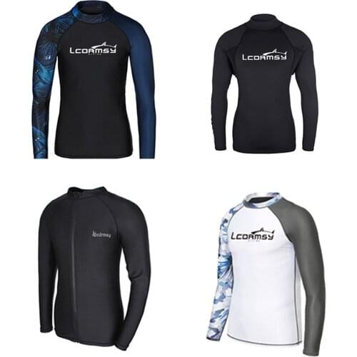 2021 LCDRMSY Mens Fur Protective Shirt Long Sleeve Surfing Swimsuit Top Water Sports Fitness Quick Dry UPF 50