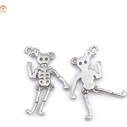 5pcs Skeleton Charm Pendant Skeleton Spooky Charm Gold Silver Halloween Charm Skull Skeleton Necklaces For Women Jewelry Finding