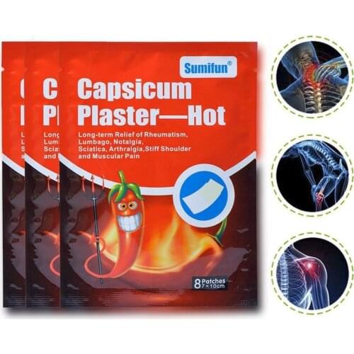 8Pcs Capsicum Plaster Hot Back Pain Neck Pain Back Pain Muscle Pain Relief Patch