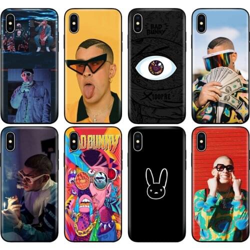 Black tpu case for iphone 5 5s se 6 6s 7 8 plus x 10 case silicon cover for iphone XR XS 11 pro MAX case Bad Bunny X100pre