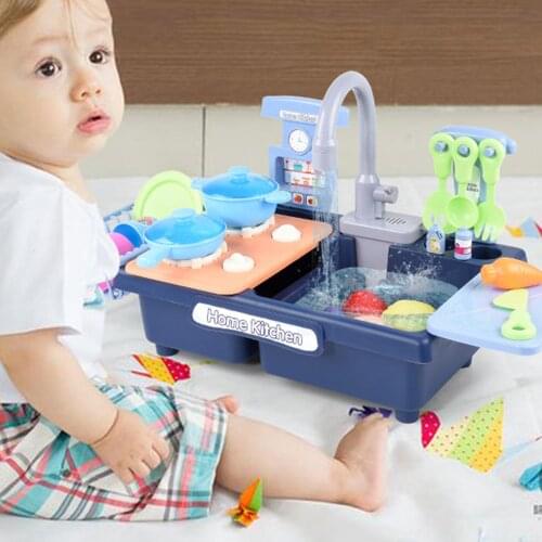 Children Realistic Dishwasher Automatic Water Outlet Electric Kitchen Sink Toys Simulation Home Kitchen Dishwasher Model Kid Toy