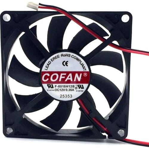 For COFAN F-8015H12B DC 12V 0.35A 8cm 80x80x15mm 2-Lines Server Cooling Fan