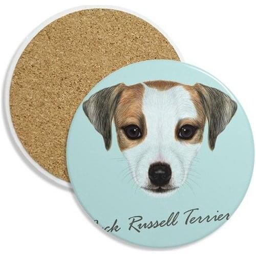 Jack Russell Terrier Dog Pet Animal Ceramic Coaster Cup Mug Holder Absorbent Stone for Drinks 2pcs Gift