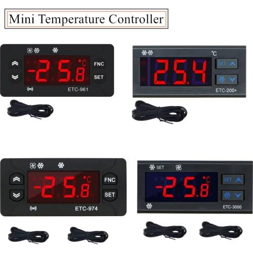 ETC-974 Mini Temperature Controller ETC-961 Microcomputer Thermostats Refrigerator Thermoregulator With 2M NTC Sensor 220V 40