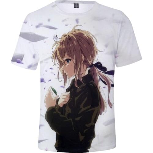 Violet Garden 3D Digital Color Printing Pullover Fashion Loose Casual Summer Mens and Womens Short Sleeve T-Shirt