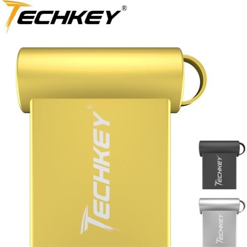 Usb flash drive флешка 64GB 32GB TECHKEY pen drive 2.0 Metal Steel pendrive16GB 8GB 4GB waterproof u disk memoria cel usb stick