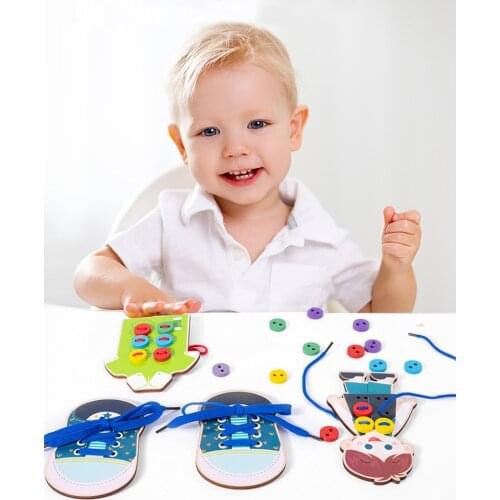 Montessori Sensory Buckle Toys Busy Board Learning Activity Toy Develop Motor Skills - Learn to Tie Shoes Dressing Travel Toy