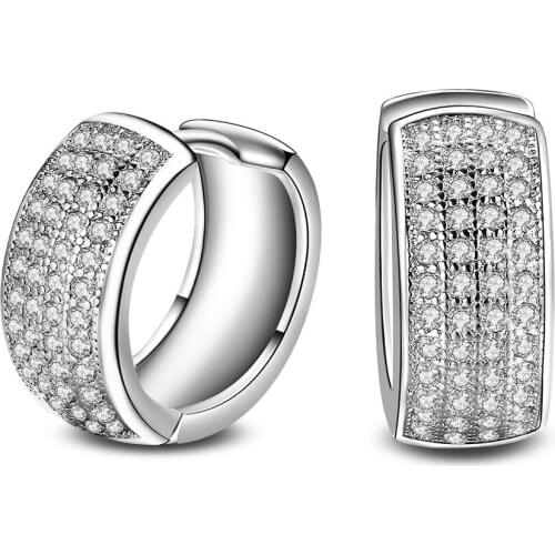 Classic Inlay CZ Hoop Earring for Women Silvery color ear Jewelry Drop Shipping