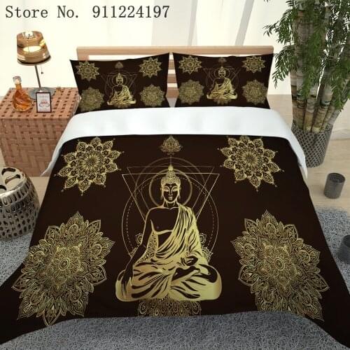 Buddha Bedding Set Queen King Sizes Bedclothes For Home 3D Printed Duvet Cover Set With Pillowcase 2/3Pcs Luxury Home Textiles