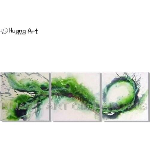 Beautiful Light Colors Abstract Green Oil Painting Hand-painted Modern Group Oil Painting for Living Room Abstract Wall Painting