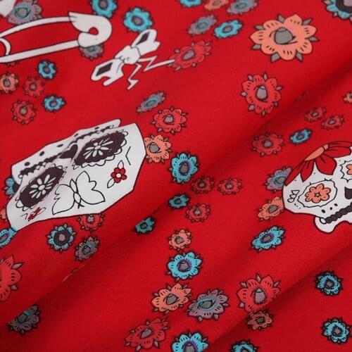 Red Skull fabric Retro style fabric Calico Printed cotton fabric for DIY Bag 1 order=50cm*140cm