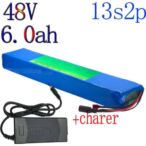 48V 6ah Lithium Battery For Electric Bicycle 18650 Pack 13S 2P 54.6V With 15A BMS Suitable For 250W 350W Scooters
