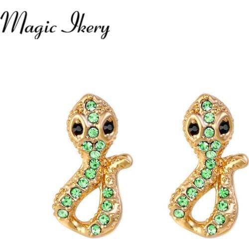 Magic Ikery New Punk Style Snake Stud Earring Party Personality Earring Crystal Rhinestones Jewelry For Women SY-E00276