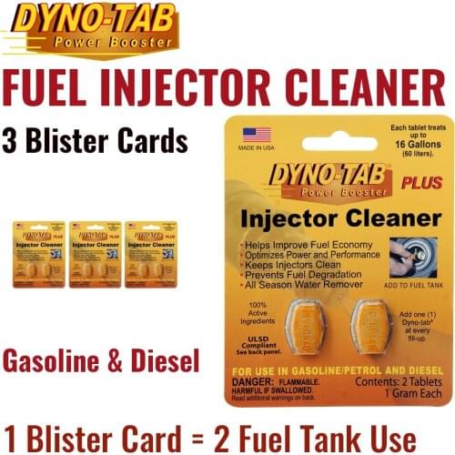 Dyno tab fuel injector cleaner Petrol Gasoline and Diesel fuel treatment economy Save carbon cleaner (3 Blister Cards)