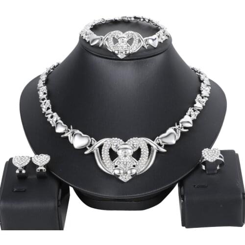 Wholesale African Dubai Bridal XO Jewelry Sets for Women Bracelet Earrings Wedding Party Crystal Necklace BEAR Jewelry Sets