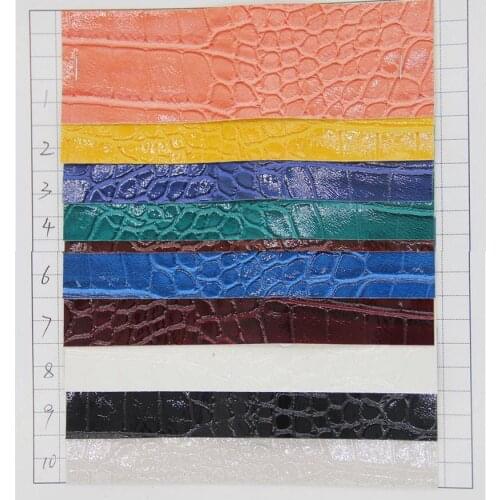 Wholesale PVC glossy alligator grain artificial leather fashion high quality waterproof synthetic leather leatherette fabric
