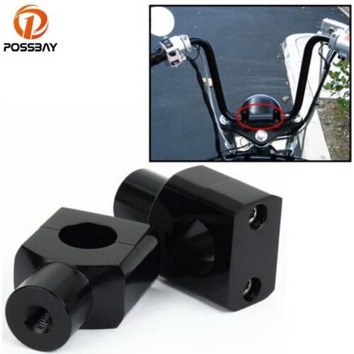 POSSBAY Black 25MM 1'' Universal Aluminum Motorcycle Handlebar Mount Clamp Riser Handle Bar Risers For Honda Yamaha Harley Moto