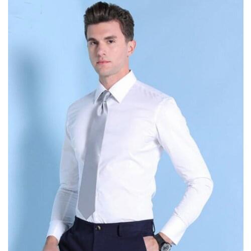 2020 New Cotton Shirts Men Professional Tailor-made Solid Gentleman Business Shirt Color Black White Sky Blue High Quality