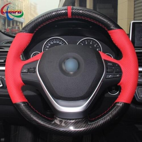 DIY Anti-Slip Red Leather PU Carbon Fiber Car Steering Wheel Cover For BMW 316i 320i 328i 320d F20 F45 F30 F31 F34 F32 F33