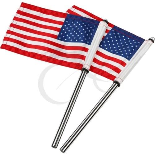 Motorcycle King Tour Pack Flag Poles W/ USA Flag For Harley Street Glide FLHX Road Glide King FLHR 2014-2017